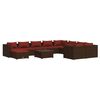 vidaXL Salon de jardin 11 pcs avec coussins R&eacute;sine tress&eacute;e Marron