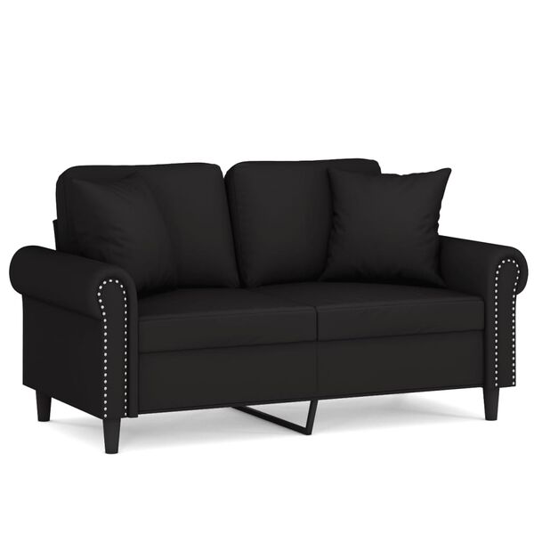 vidaXL Canap&eacute; 2 places avec oreillers d&eacute;coratifs noir 120 cm velours