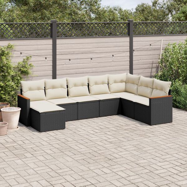 vidaXL Salon de jardin 8 pcs avec coussins noir r&eacute;sine tress&eacute;e