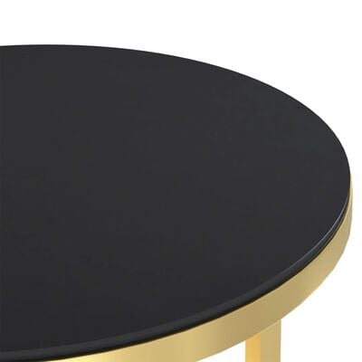 vidaXL Table d'appoint Doré et noir 45 cm Verre trempé