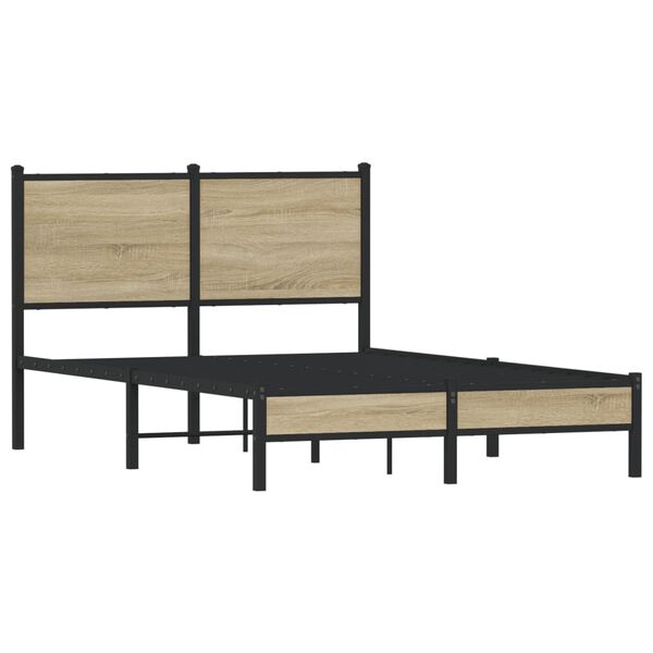 vidaXL Cadre de lit en m&eacute;tal sans matelas ch&ecirc;ne sonoma 120x200 cm
