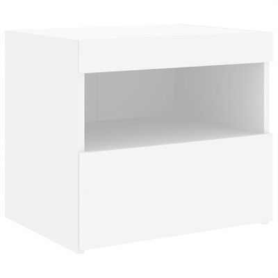 vidaXL Tables de chevet avec lumières LED 2 pcs blanc 50x40x45 cm