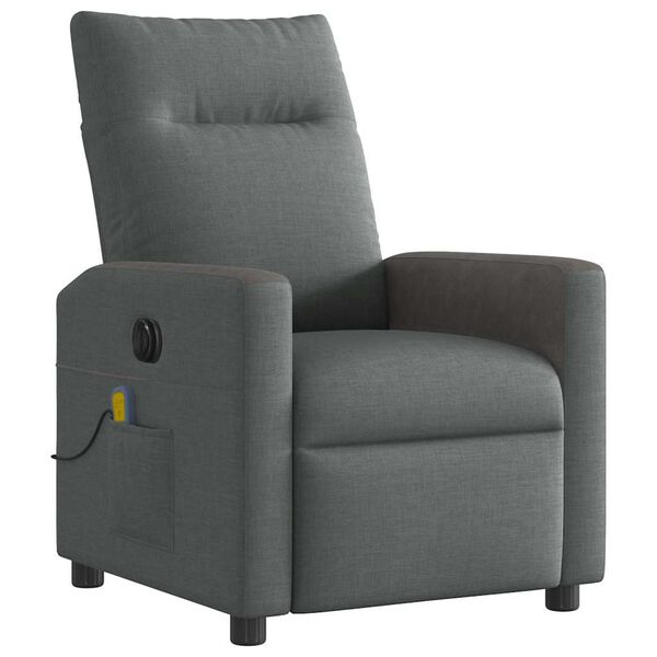 vidaXL Fauteuil inclinable de massage &eacute;lectrique gris fonc&eacute; tissu