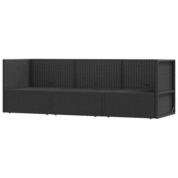 vidaXL Salon de jardin 3 pcs avec coussins Noir R&eacute;sine tress&eacute;e