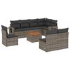 vidaXL Salon de jardin 9 pcs avec coussins gris r&eacute;sine tress&eacute;e