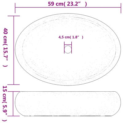 vidaXL Vasque à poser blanc ovale 59x40x15 cm céramique