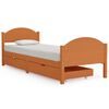 vidaXL Cadre de lit avec 2 tiroirs Marron miel Pin massif 90x200 cm