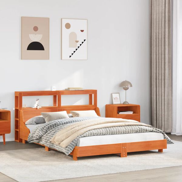 vidaXL Cadre de lit sans matelas cire marron 160x200cm bois pin massif