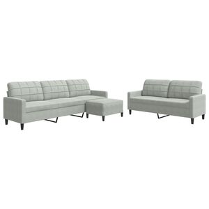 vidaXL Ensemble de canap&eacute;s 3 pcs avec coussins Gris clair Velours
