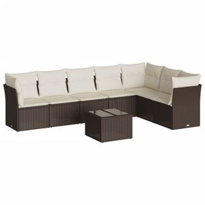 vidaXL Salon de jardin 8 pcs avec coussins marron r&eacute;sine tress&eacute;e