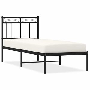 vidaXL Cadre de lit m&eacute;tal sans matelas avec t&ecirc;te de lit noir 75x190 cm