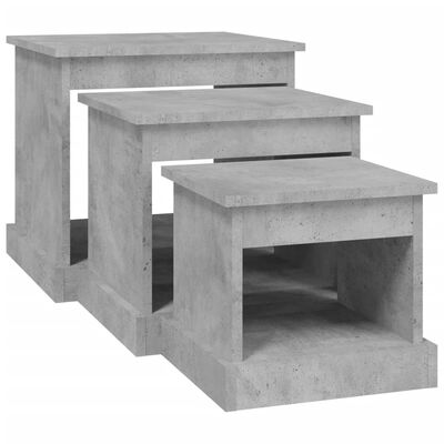 vidaXL Tables basses 3 pcs gris béton bois d'ingénierie