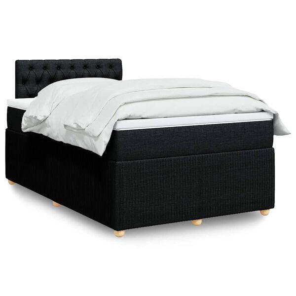 vidaXL Sommier &agrave; lattes de lit avec matelas noir 120x190 cm tissu