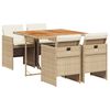 vidaXL Ensemble &agrave; manger de jardin avec coussins 5pcs Beige poly rotin