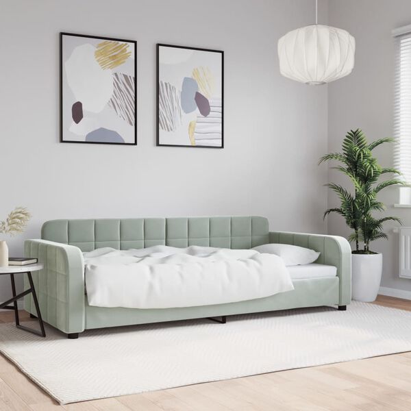 vidaXL Lit de repos sans matelas gris clair 90x190 cm velours