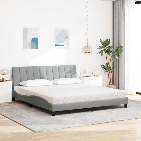 vidaXL Lit avec matelas Hanko gris clair 180x200 cm tissu
