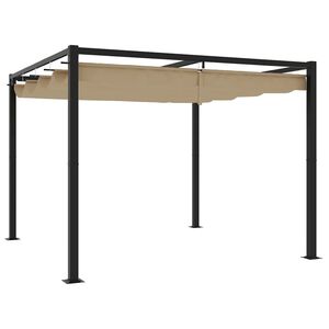 vidaXL Tonnelle de jardin avec toit r&eacute;tractable taupe 3x3 m acier