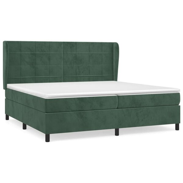 vidaXL Sommier &agrave; lattes de lit et matelas Vert fonc&eacute; 200x200cm Velours