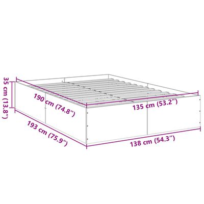 vidaXL Cadre de lit sans matelas chêne marron 135x190 cm