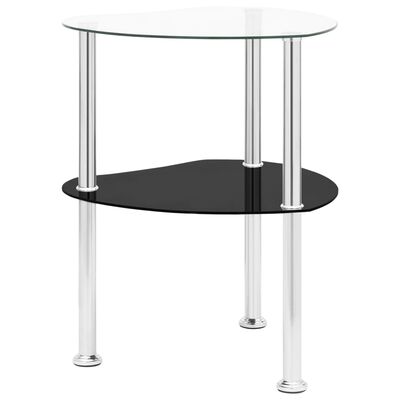 vidaXL Table 2 niveaux Transparent et noir 38x38x50 cm Verre trempé