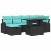 vidaXL Ensemble de canap&eacute; de jardin 7 pc Noir polyrotin