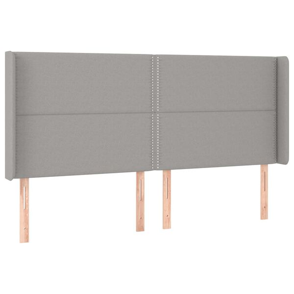 vidaXL T&ecirc;te de lit avec oreilles Gris clair 183x16x118/128 cm Tissu