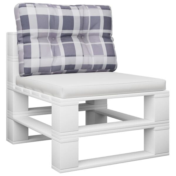 vidaXL Coussin de palette motif &agrave; carreaux gris 60x40x12 cm tissu