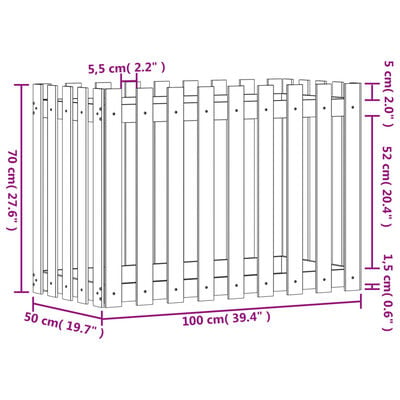 vidaXL Lit surélevé de jardin design de clôture 100x50x70cm pin massif