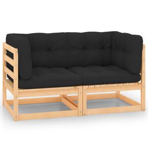 vidaXL Canap&eacute;s d'angle de jardin avec coussins 2 pcs Pin massif