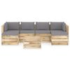 vidaXL Salon de jardin 7 pcs avec coussins Bois impr&eacute;gn&eacute; de vert