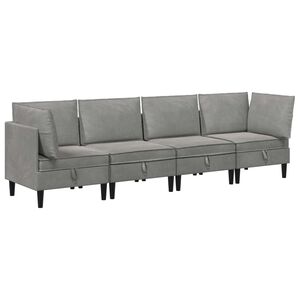 vidaXL Ensemble de meubles pour le salon 4 pc Gris clair Velours