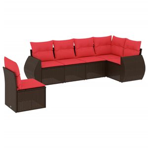vidaXL Ensemble de canap&eacute; de jardin 6 pcs avec coussins marron r&eacute;sine tress&eacute;e