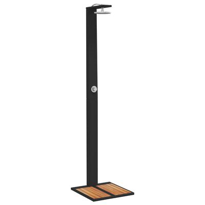 vidaXL Douche d'extérieur noir 50x55x224 cm résine tressée bois acacia