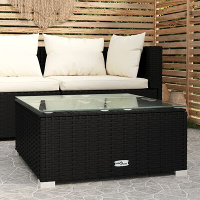 vidaXL Table de basse de jardin Noir 60x60x30 cm Résine tressée verre