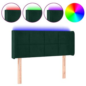 vidaXL T&ecirc;te de lit &agrave; LED Vert fonc&eacute; 83x16x78/88 cm Velours