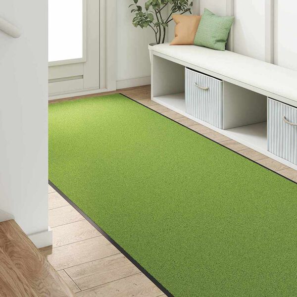 vidaXL Tapis d'entr&eacute;e Autre Vert et Noir 120 x 350 cm Polyamide et PVC