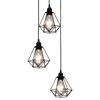 vidaXL Plafonnier avec design de diamant Noir 3 ampoules E27