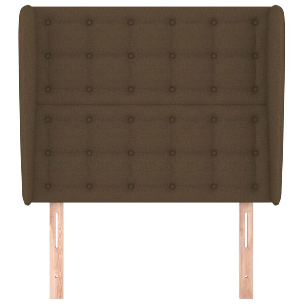 vidaXL T&ecirc;te de lit avec oreilles Marron fonc&eacute; 103x23x118/128 cm Tissu