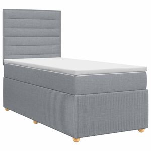 vidaXL Lit boxspring avec matelas Gris clair Simple Tissu