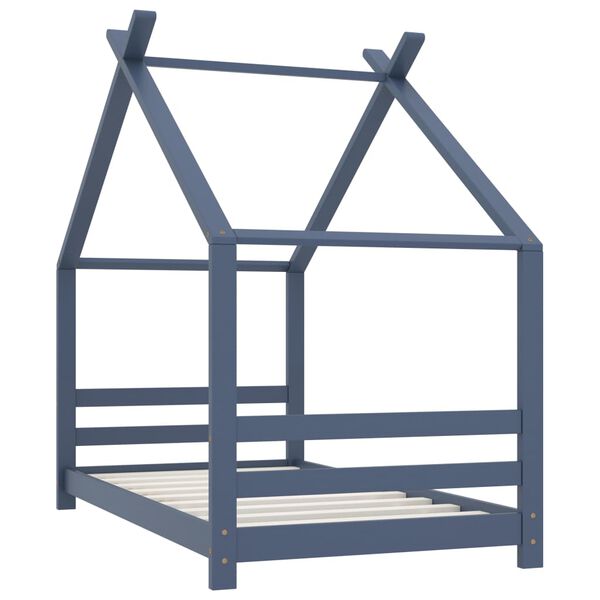 vidaXL Cadre de lit d'enfant Gris Bois de pin massif 80x160 cm