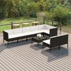 vidaXL Salon de jardin 9 pcs avec coussins R&eacute;sine tress&eacute;e Noir