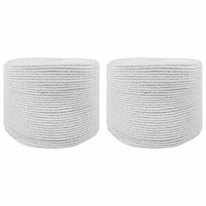 vidaXL Fil de coton 2 pc 2 mm 100 m Blanc 100% Coton