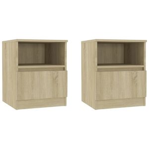 vidaXL Tables de chevet 2 pcs Ch&ecirc;ne sonoma 40x40x50 cm Agglom&eacute;r&eacute;