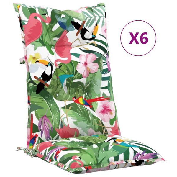 vidaXL Coussins de chaise de jardin dossier haut lot de 6 multicolore
