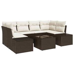 vidaXL Ensemble de canap&eacute; de jardin 8 pc Marron et Cr&egrave;me polyrotin