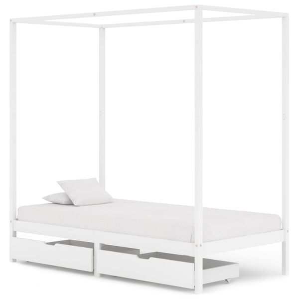 vidaXL Cadre de lit &agrave; baldaquin sans matelas bois massif 90x200 cm