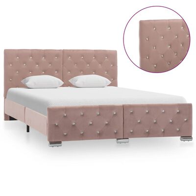 vidaXL Cadre de lit sans matelas Rose Velours 140x200 cm