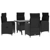 vidaXL Ensemble de repas ext&eacute;rieur 5 pcs Noir polyrotin