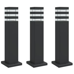 vidaXL Lampadaires d'ext&eacute;rieur 3 pcs noir 50 cm aluminium
