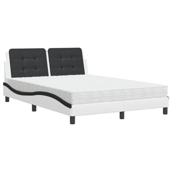 vidaXL Lit avec matelas Zadar blanc et noir 140x200 cm similicuir